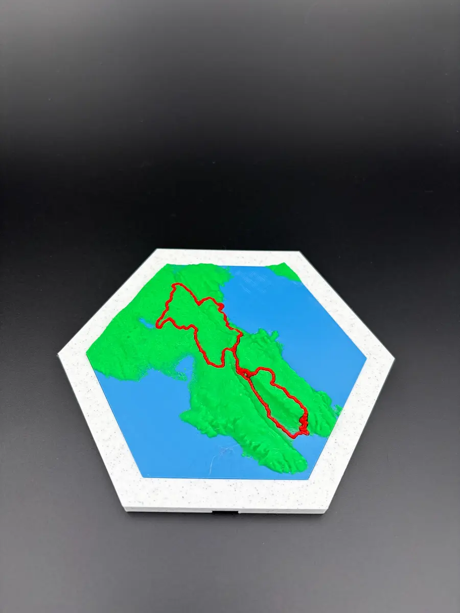 Close view of the Krk 2026 relief map tile
