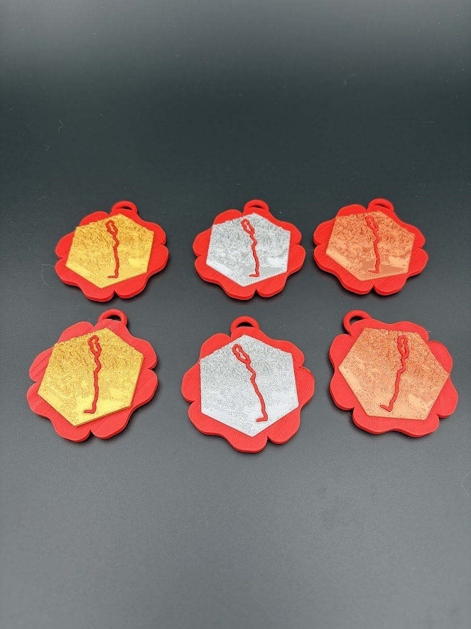 Gold silver and bronze custom route medals for podium awards